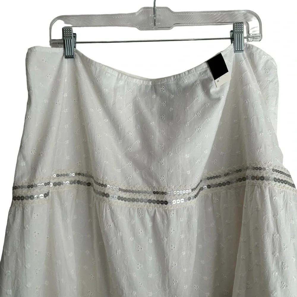 NWT Venezia Embroidered Sequin Skirt Size 20 Lined Eyelet Cottagecore Prairie